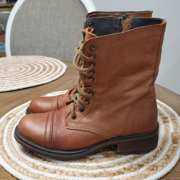 Steve Madden Womans Tropa Leather Lace Up, Round Toe Boot, 7.5 - Picture 4 of 10